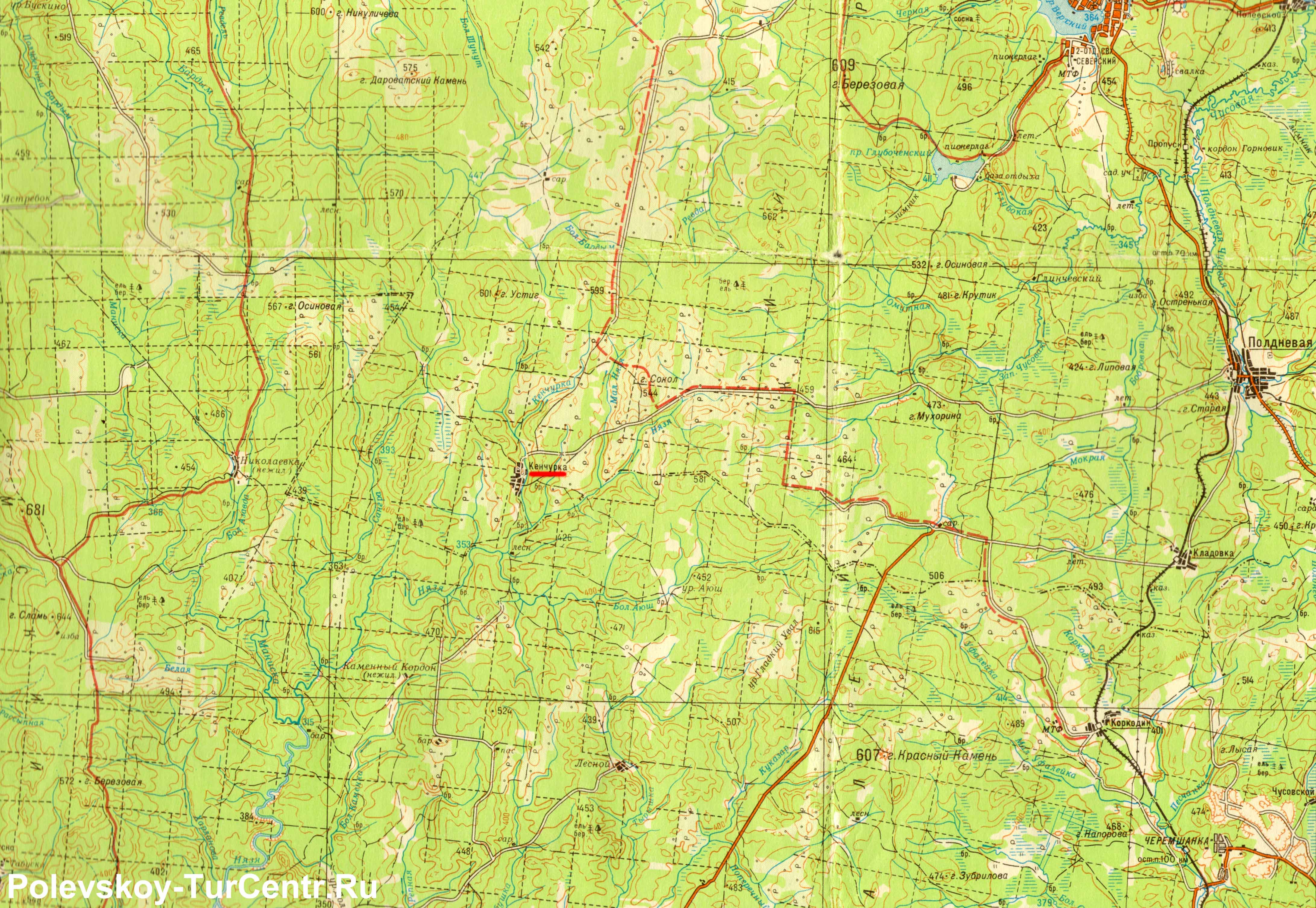 Карта деревни Кенчурка с окрестностями (2010 г.)