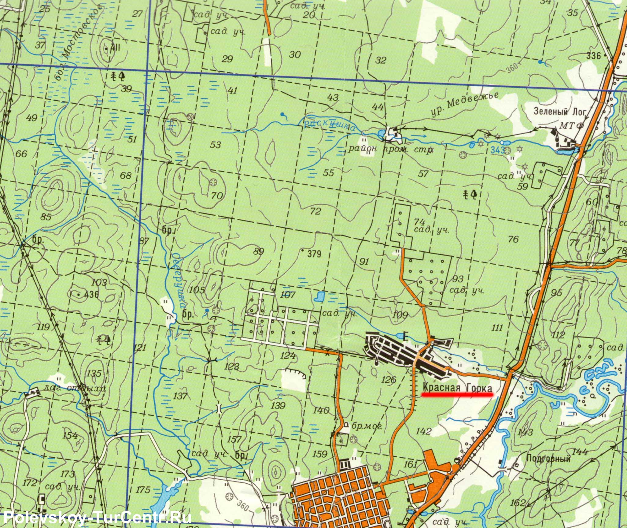 Карта посёлка Красная Горка с окрестностями (2010 г.)