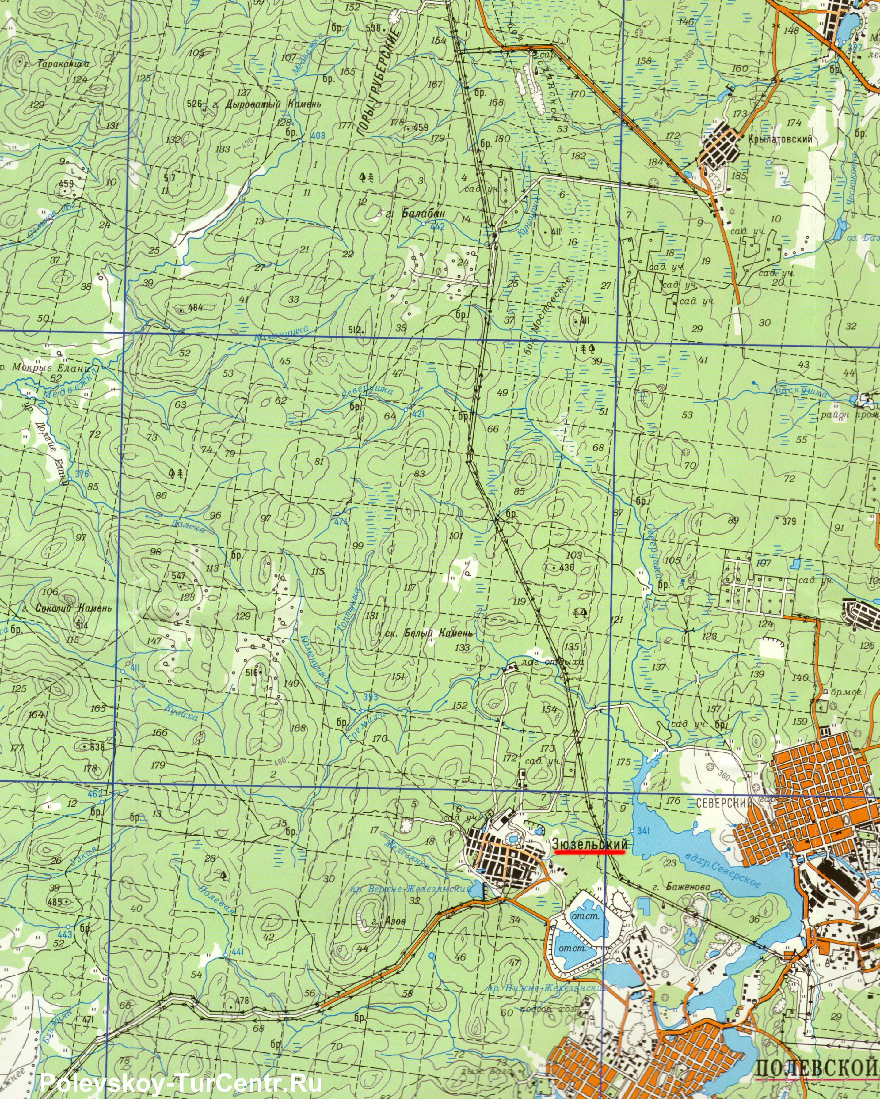 Карта посёлка Зюзельский с окрестностями (2010 г.)